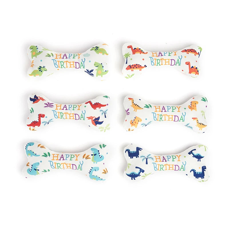the BIRTHDAY BONE - Dog Toys, Bone Bite Resistant Interactive Toys, Relieve Emotions Squeaking Sound Plush Chew, Vocalize Toys - Birthday Gift