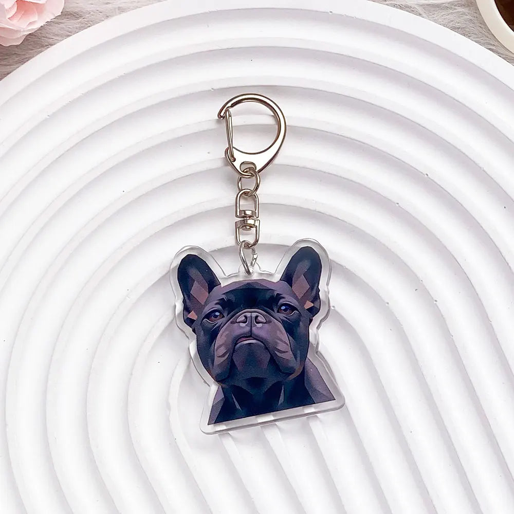 French Bulldog Acrylic Keychain - Cute Puppy Charm, Pet Lover Gift, Kawaii Dog Keyring for Backpack Car/Bag/Pendant Accessories
