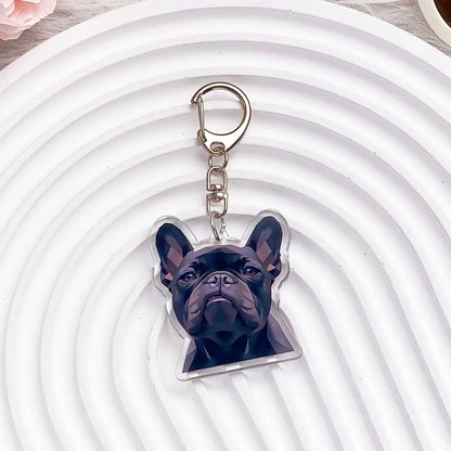 French Bulldog Acrylic Keychain - Cute Puppy Charm, Pet Lover Gift, Kawaii Dog Keyring for Backpack Car/Bag/Pendant Accessories