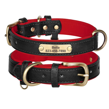 the ENGRAVEPAWS ID COLLAR - Personalized PU Leather Dog Collar, Free Engraved Dog ID Collars, Nameplate Soft Padded for Small/Medium/Large Dogs, Adjustable