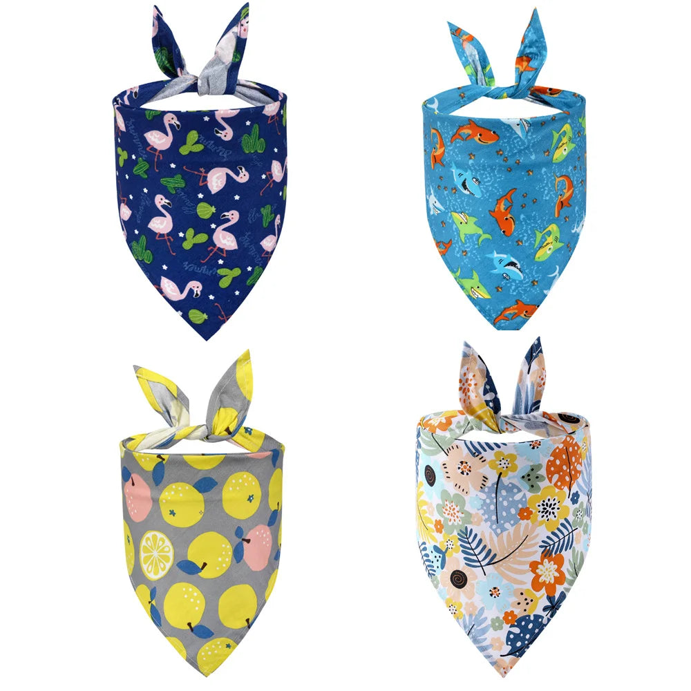 Sucado Dog Bandana Fruit Floral Spring Washable Soft Doggy Scarf Kerchief Summer Adjustable for Small Medium Large Dogs Pets
