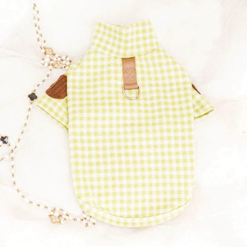 Soft Cotton Pet Dog Clothes Warm Dog Plaid Shirt Luxury Puppy Pullover Autumn Cat Shirt Cute Solid Pet Costume Chihuahua Clothes