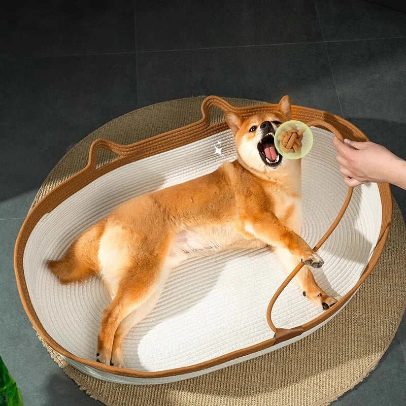 Willow Vine Weaving Dog House Summer Cool Cat Bed Four Season Universal Small Dog Pet Nest Summer Sleeping Mat Teddy Dog Bed