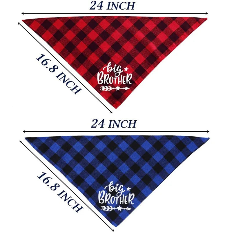 Big Brother Plaid Dog Bandana Pregnancy Announcement Dog Bandana Gender Reveal Photo Prop Pet Scarf Accessories Pet Scarves