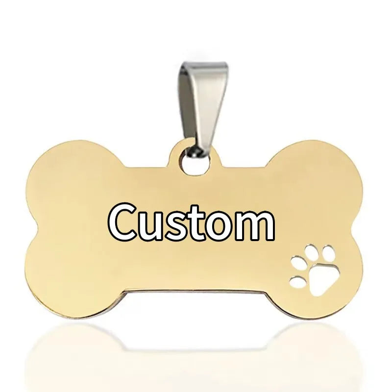 Personalized Dog Tag Stainless Steel Custom Engraved Bone Dog Charm For Pet Collar Dog Id Name Tag Gift Pendant Supplies Jewelry
