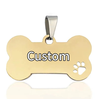 Personalized Dog Tag Stainless Steel Custom Engraved Bone Dog Charm For Pet Collar Dog Id Name Tag Gift Pendant Supplies Jewelry