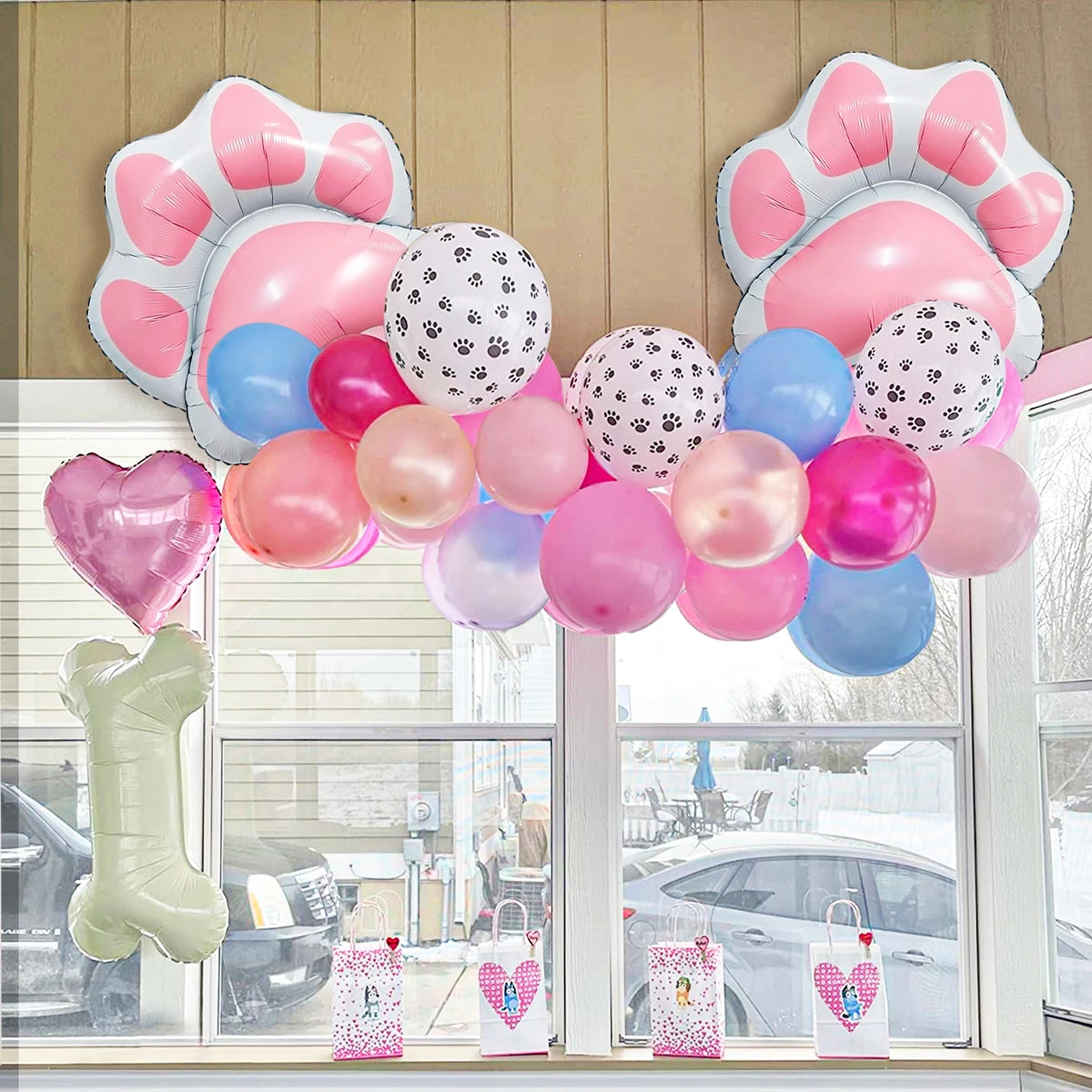 2pcs Animal Let's Pawty Pink Dog Paw Aluminum Film Balloon Cute Animal Birthday Party Baby Party Decoration Supplies