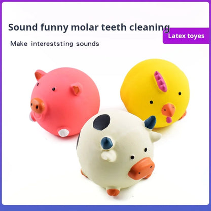 Animals Design Durable Dog Chew Toys Pigs, cows, chickens, Tough Squeaky Dog Grinding Teeth Toys,Pet latex to clean teeth toys