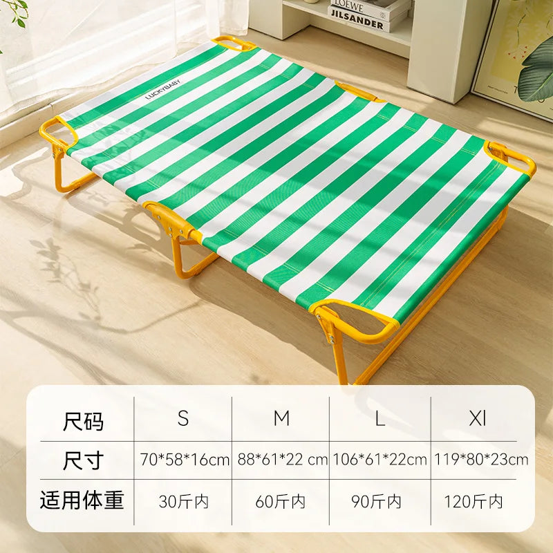 Spring Summer Golden Hair Medium and Large Dog Classic Wide Stripe Foldable Camping Bed Dog Nest Pet Nest