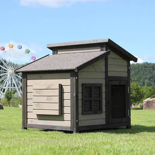 the DOGGY DUPLEX - Quality Assurance Large Outdoor Comfort Wooden Dog Kennel Designs