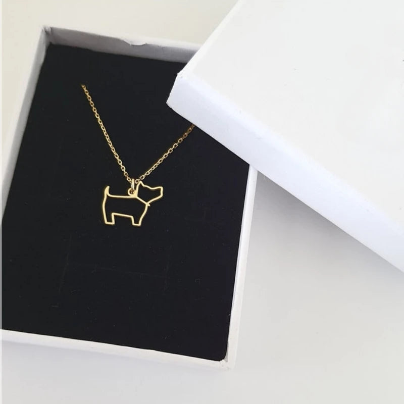 Tiny Dog Pendant Necklaces Stainless Steel Necklaces Chain Necklace for Women Children Gift Jewelry Fashion Necklace