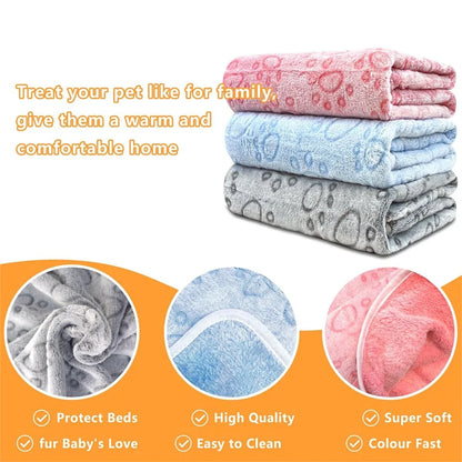 4 Sizes Ultra-Soft Paw Print Dog Blankets Machine Washable Cozy Pet Cats Dogs Pillow Pads for Indoor/Outdoor Use Easy Clean 1Pc