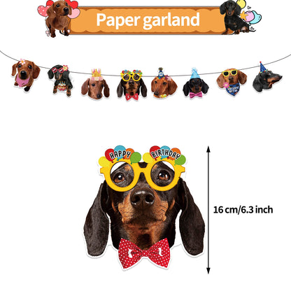 Cute Dachshund Theme Birthday Party Decorations Lovely Puppy Backdrop Cake Insert Banner Balloon Baby Shower Supplies Child Gift
