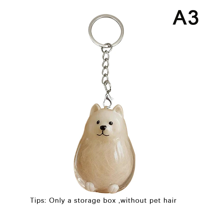 〔CC55〕Clear Puppy Hair Memorial Keepsake Capsule Pet's Dog Fur Container Pendant Keychain Decor Pet Lovers Home Display Gifts