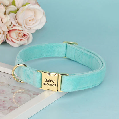 the COZY CREST PERSONALIZED COLLAR - Custom Dog Collar, Soft Velvet Dog Collars, Winter Personalized Pet ID Tag Plush Necklace for Small to Large Dogs, Pug, Free Engraving