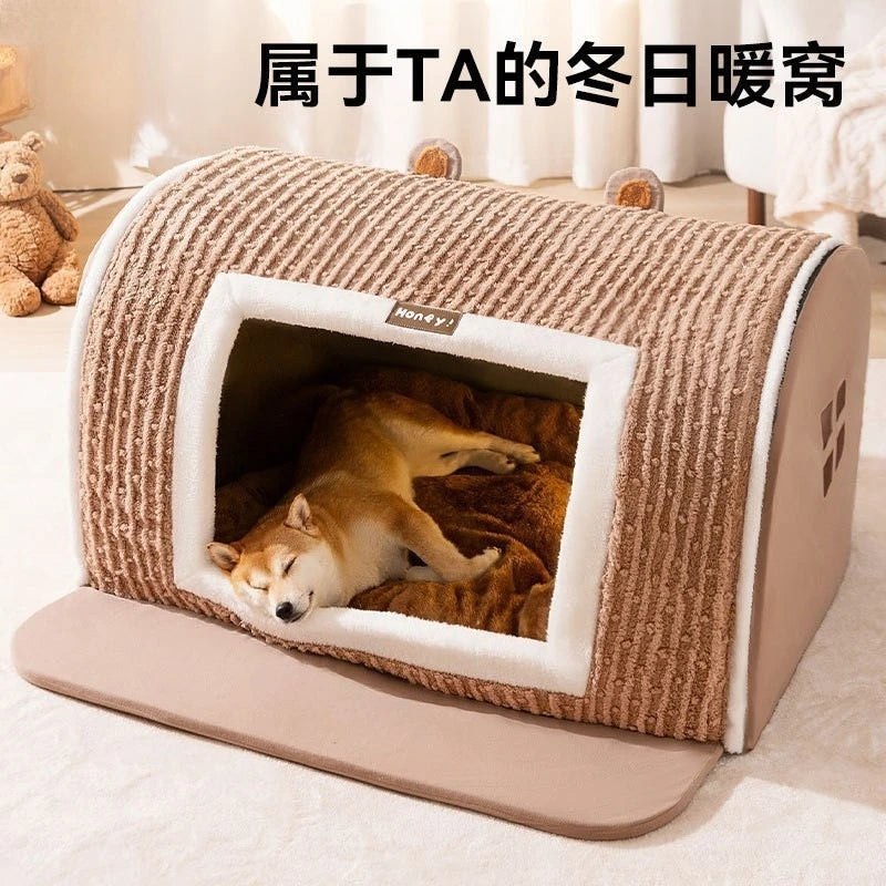 Winter dog three-dimensional bear curved house kennel warm thickened cat  pet
