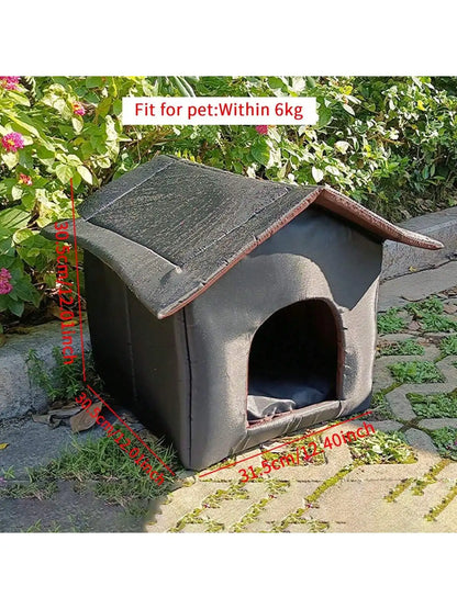 1pc Outdoor Dog House, Winter Cold Shelter, Waterproof, Sun Proof, Durable, Foldable Outdoor Tent, Stray Cat Shelter, Pet House