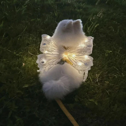 Dog wings glowing butterfly back decoration puppy summer clothes chest back decoration small dog Pomeranian Teddy Bigbear