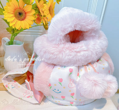 Pet Carriers Travel Products Cat Teddy Puppy Winter Fur Collar Dog Backpack Out  Chest Bag Thickening Warmer  accessories