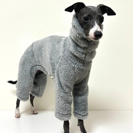 the FLEECEFLEX DOG JACKET - Winter Jacket for Little Greyhound, Fleece Velvet Khaki Sweatshirt for Small/Mid Poodle Dogs, 4-Legged Warm Coat for Yorkshire