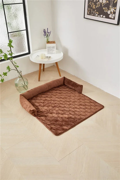 Velvet Pet Sofa Mat Warm Pet Blanket for Medium Large Dog Couch Bed Cushion with Pillow Cats Pad House Pet Supplies Accessories