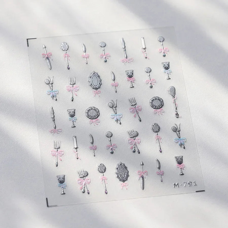 Graffiti Cat Claw Rabbit Bunny Bear Dog Flower Lovely Animal Fruit Dim Sum Candy Sunflower Adhesive 5D Nail Art Stickers Decal