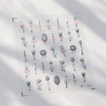 Graffiti Cat Claw Rabbit Bunny Bear Dog Flower Lovely Animal Fruit Dim Sum Candy Sunflower Adhesive 5D Nail Art Stickers Decal