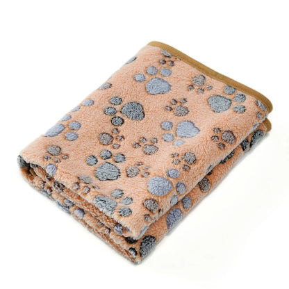 Soft Fluffy Pet Blanket High Quality Flannel Dog Sleeping Blanket Paw Print Pattern Cartoon Pet Warm Comfortable Blanket Cat Mat