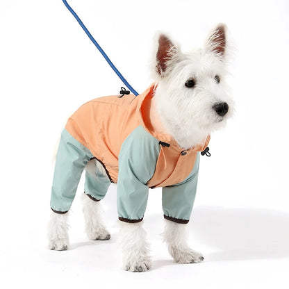 Towable Puppy Dog Raincoat Waterproof Pet Jumpsuit for Small Dogs Pomeranian Poodle Maltese Rain Coats Overalls mascotas Clothes
