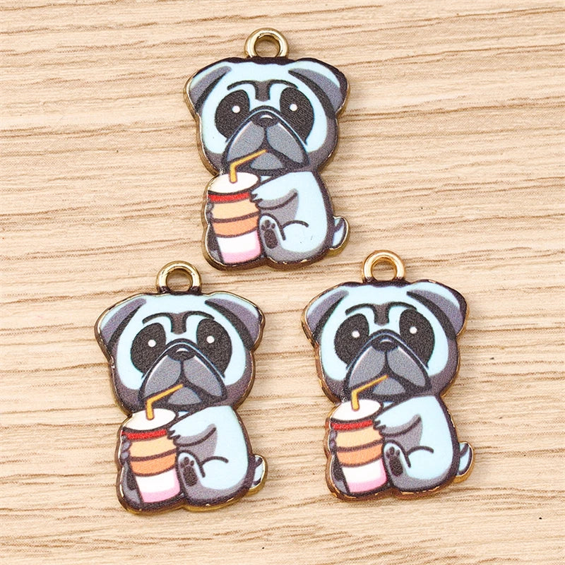 10pcs 15x22mm Cartoon Animal Charms Enamel Dog Charms for Jewelry Making Earrings Pendants Necklaces Bracelets DIY Crafts Supply