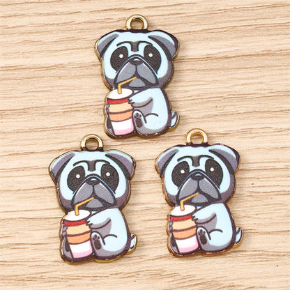 10pcs 15x22mm Cartoon Animal Charms Enamel Dog Charms for Jewelry Making Earrings Pendants Necklaces Bracelets DIY Crafts Supply