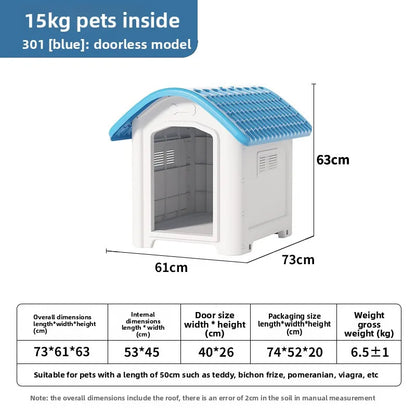 the IN THE DOGHOUSE - Large Waterproof Outdoor Doghouse - Detachable & Washable Dog Cage for Medium/Large Breeds, All-Weather Shelter