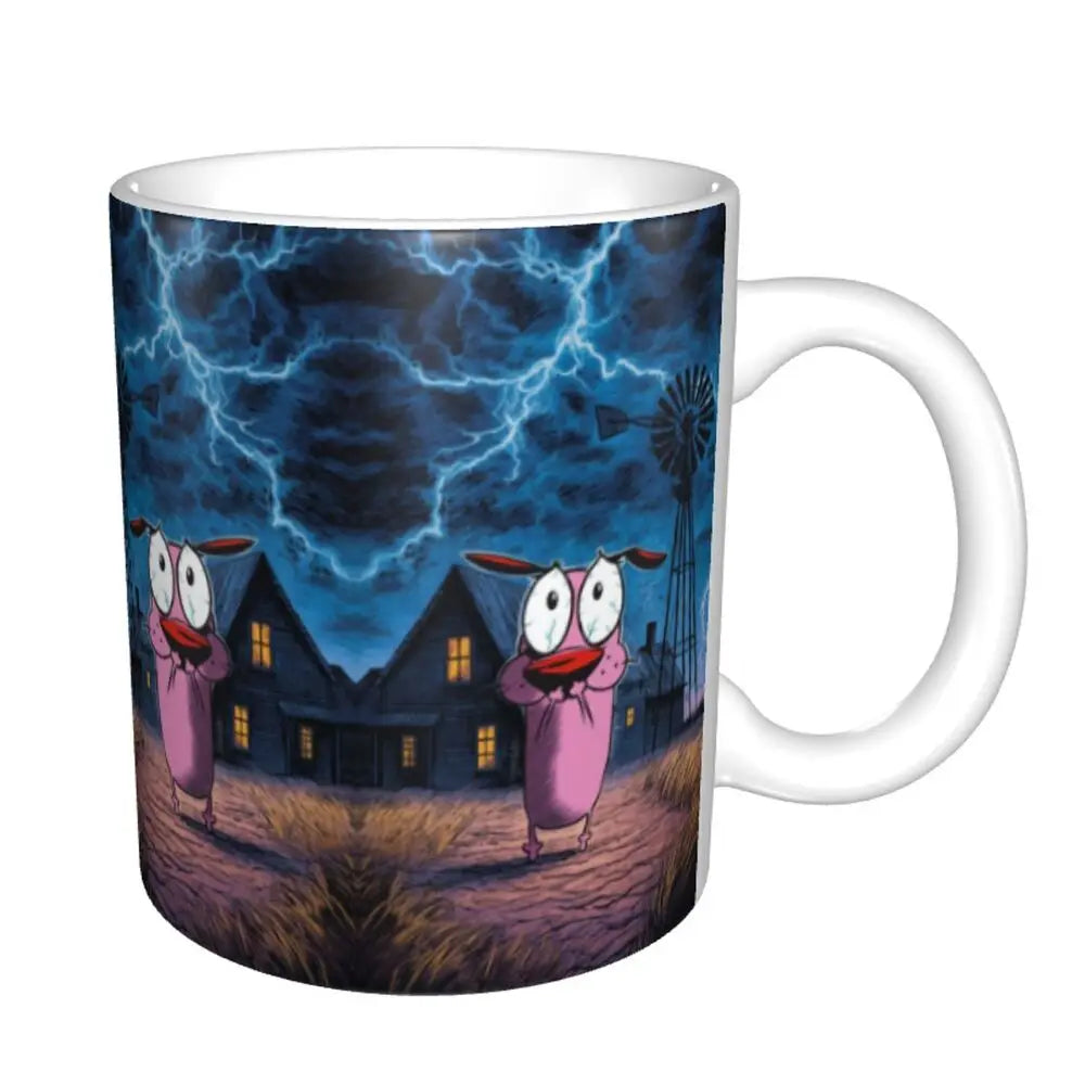 Personalized C-Courage The Cowardly Dog Coffee Mug DIY Ceramic Milk Tea Mug Cup