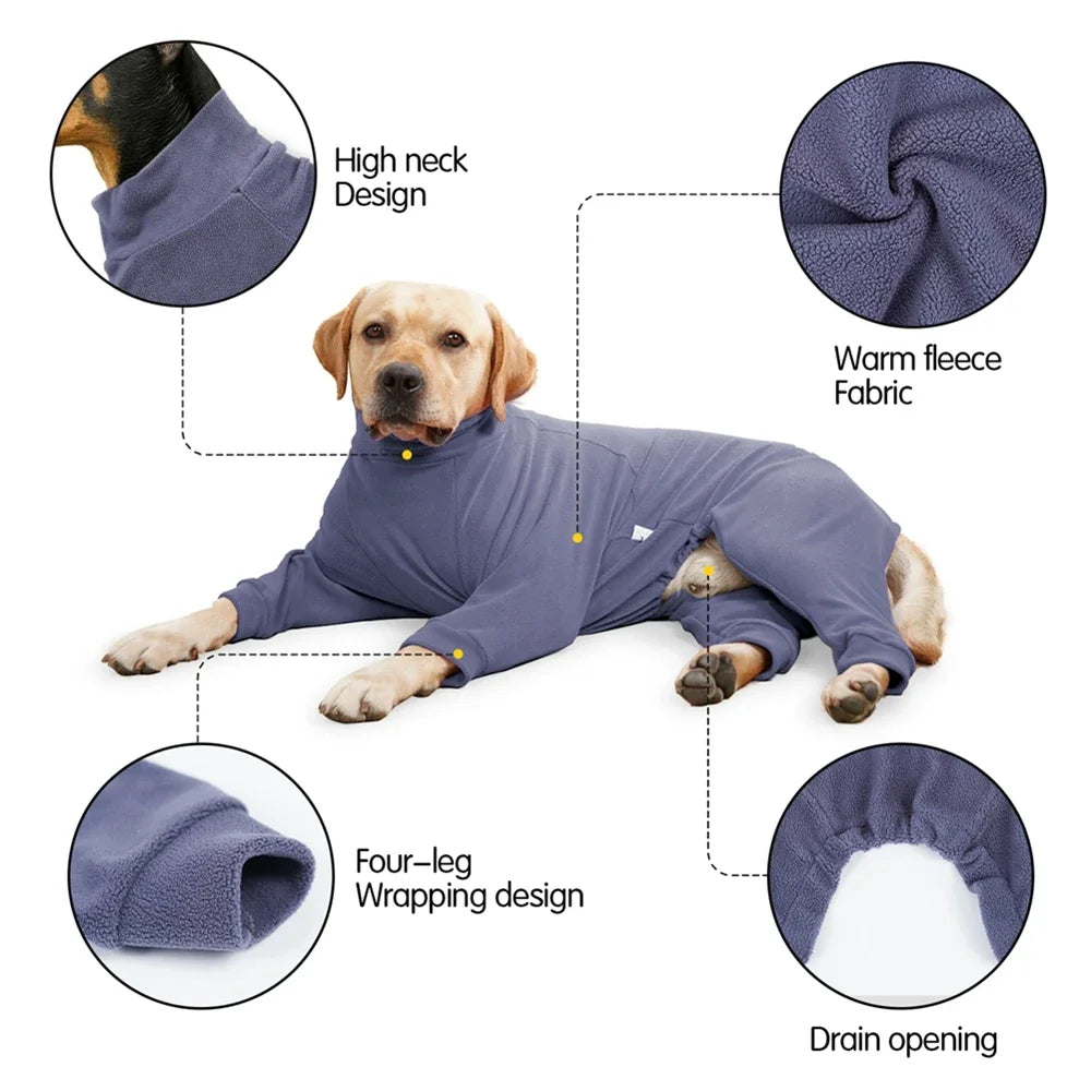 4-Legs Dog Coats Warm Fleece Clothes for Small Medium Large Dogs Dog Cold Weather Outfit Full Body Cover Dog Snowsuit