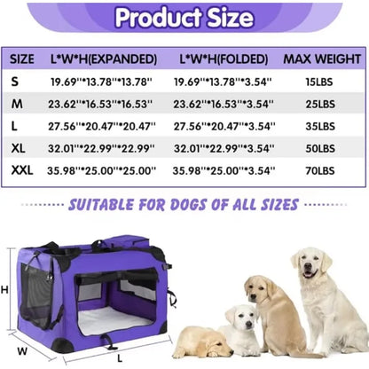 Medium Large Capacity Pet Car Crate Portable Carrier Zipper Closure Breathable Nest for Dogs Folding Dog Cage for Car