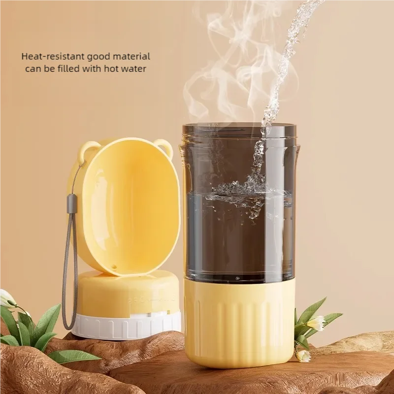 2-in-1 Leakproof Pet Bottle: 400ml Water + 180ml Food | On-the-Go Dog/Cat Travel Bowl for Hiking/Camping | Compact Dual Storage