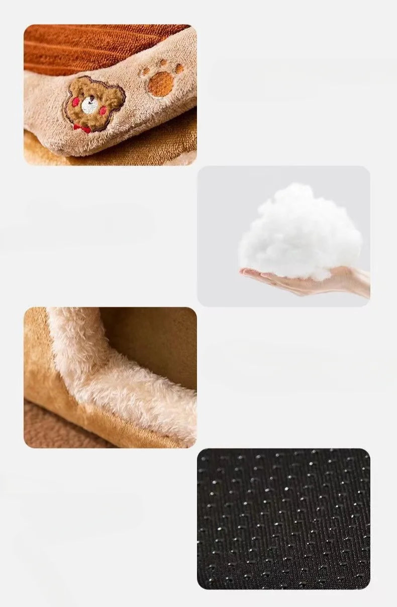 Cute Pet House with Foldable Soft Pet Bed Detachable Washable Pet Castle Suitable for Small Medium-sized Dogs and Cat Cave Nests