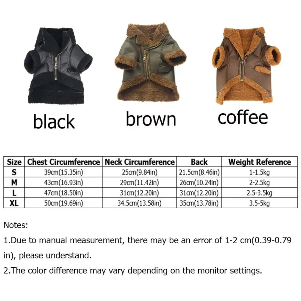 Pet Accessories Thickened Dog Leather Jacket Coat Warm Windproof Dog Motorcycle Jacket Velvet Winter Pet Clothes Photograph