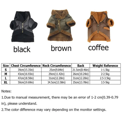 Pet Accessories Thickened Dog Leather Jacket Coat Warm Windproof Dog Motorcycle Jacket Velvet Winter Pet Clothes Photograph