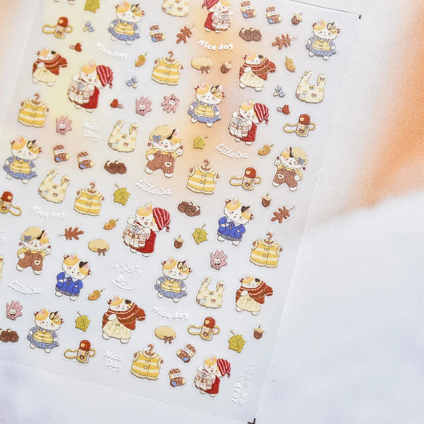 Colorful Balloon Cute Puppy Flower Cherry Bowknot Love Happy Dog Animal Self Adhesive Nail Art Sticker Decoration Manicure Decal