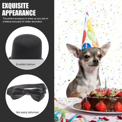 1Set Pet Hat Adjustable Bow Tie Dog Cat Costume Birthday Party Halloween Supply Dog Hat Pet Halloween Supply Party Bow Tie