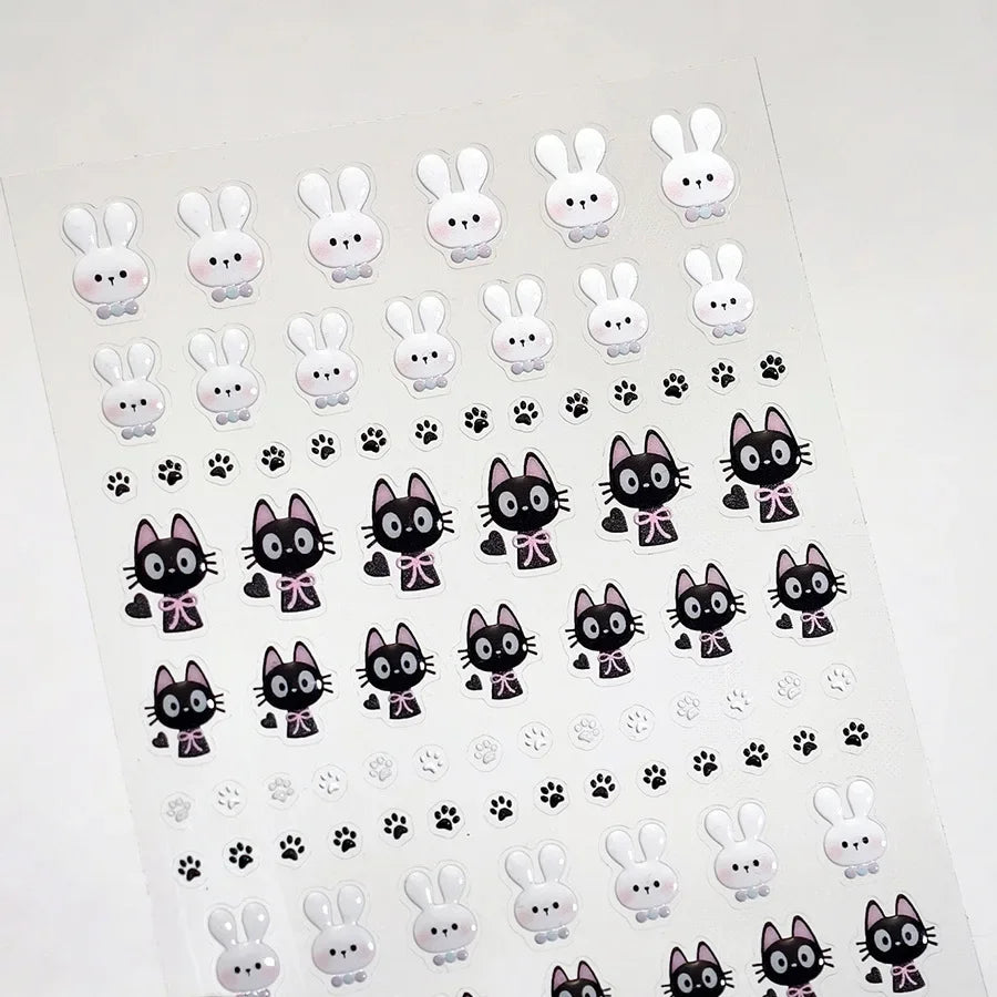 Colorful Balloon Cute Puppy Flower Cherry Bowknot Love Happy Dog Animal Self Adhesive Nail Art Sticker Decoration Manicure Decal