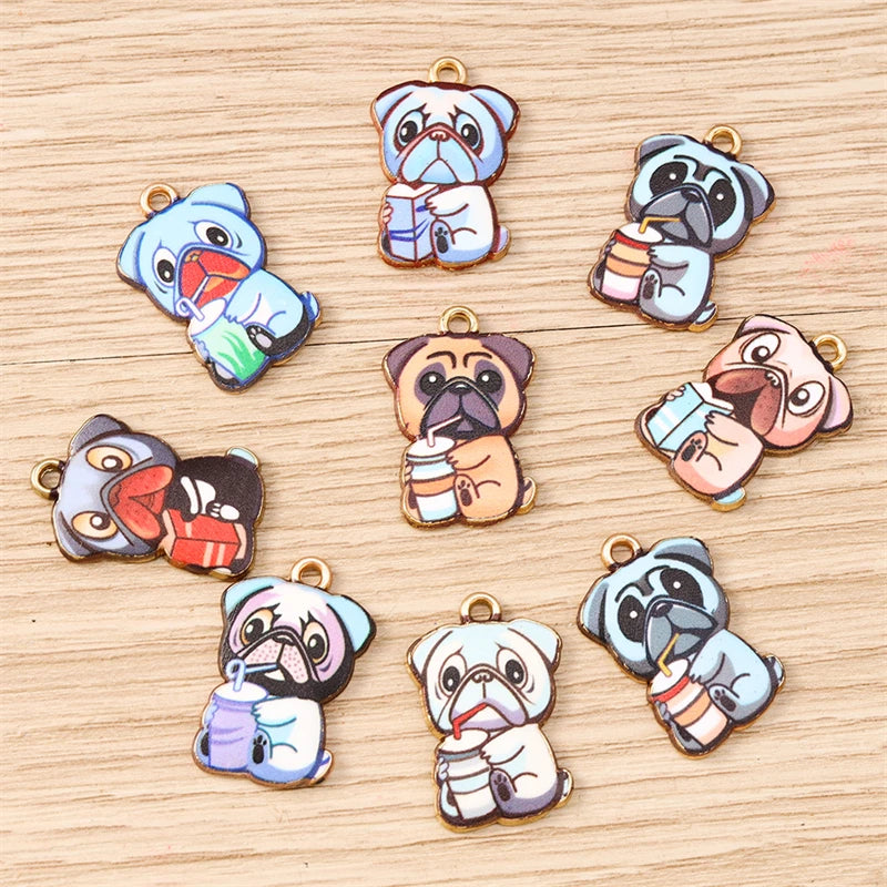 10pcs 15x22mm Cartoon Animal Charms Enamel Dog Charms for Jewelry Making Earrings Pendants Necklaces Bracelets DIY Crafts Supply