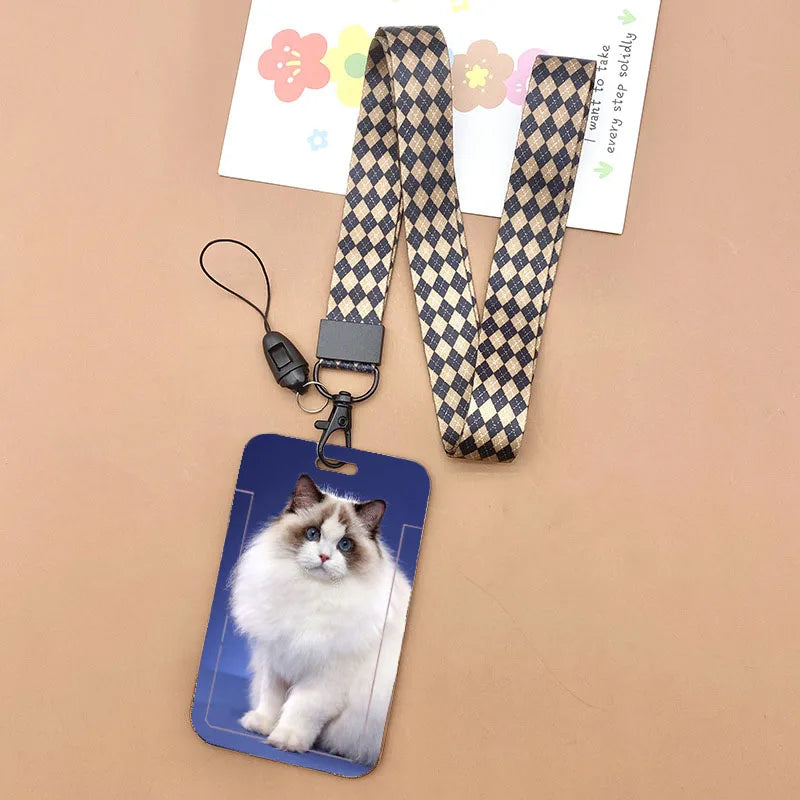 Cat and dog pattern Bank Credit ID Card Student Bus Card Holders Storage Protective Shell Pendant