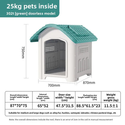 the IN THE DOGHOUSE - Large Waterproof Outdoor Doghouse - Detachable & Washable Dog Cage for Medium/Large Breeds, All-Weather Shelter