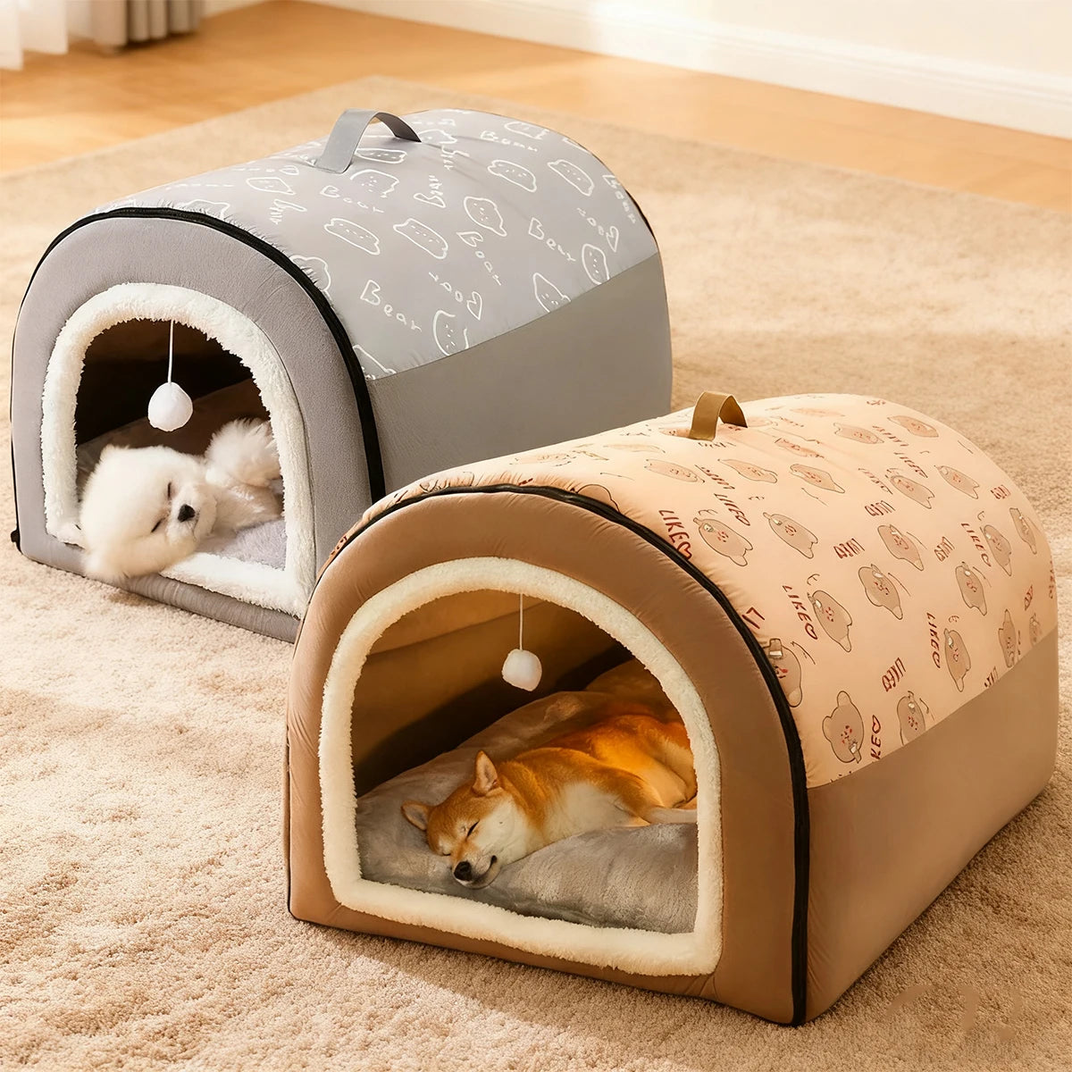 Winter Warm Foldable Pet House Removable Washable Dog Kennel Puppy Cave Sofa Pet Bed House for Large Dog and Small & Medium Cats