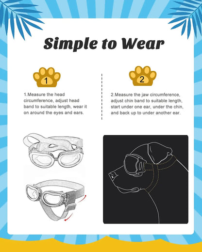 the SANTASIGHT PET SHADES - Small Dog Christmas Decorations Sunglasses, UV Protection Goggles, Eye Wear Protection with Adjustable Strap, Waterproof Pet Sunglasses