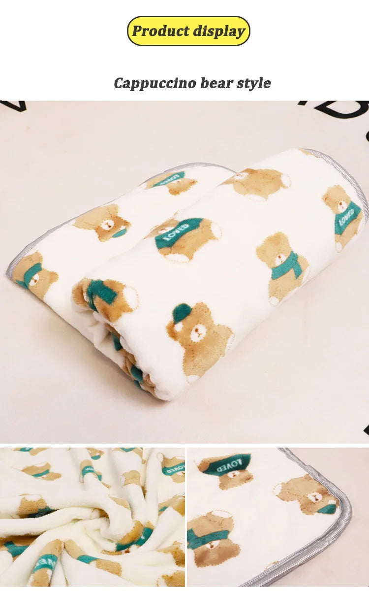 Soft Fluffy Flannel Dog Blanket Cute Cartoon Print Pet Bed Sheet Mat Warm Breathable Cat And Dog Sleeping Blankets Pet Supplies