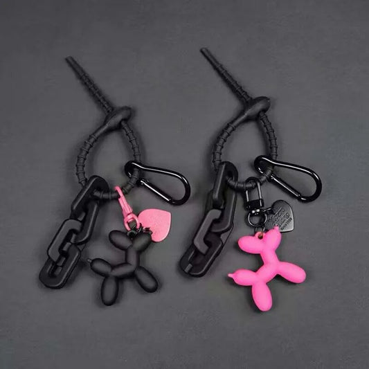 Y2k Cute Punk Cartoon Black Balloon Dog Keychains for Girls Sweet Ins Style Couple Car Key Chains Jewelry Gift Decoration new