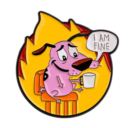 Cowardly Hero Dogs Enamel Pins Anime Figures Badges Metal Lapel Brooch For Backpacks Brooches Fashion Jewelry Accessories Gifts